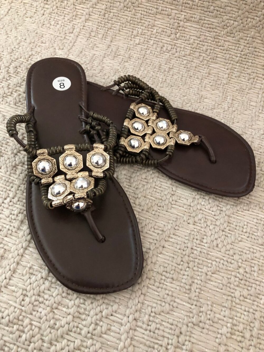 Jessica Simpson Carsi Women Flip Flop Sandal Shoes Brown Synthetic Size 8 Medium - Picture 5 of 8